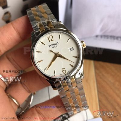 Perfect Replica Tissot Tradition Two Tone 33&42 MM Swiss Quartz Couple Watch T063.210.22.037